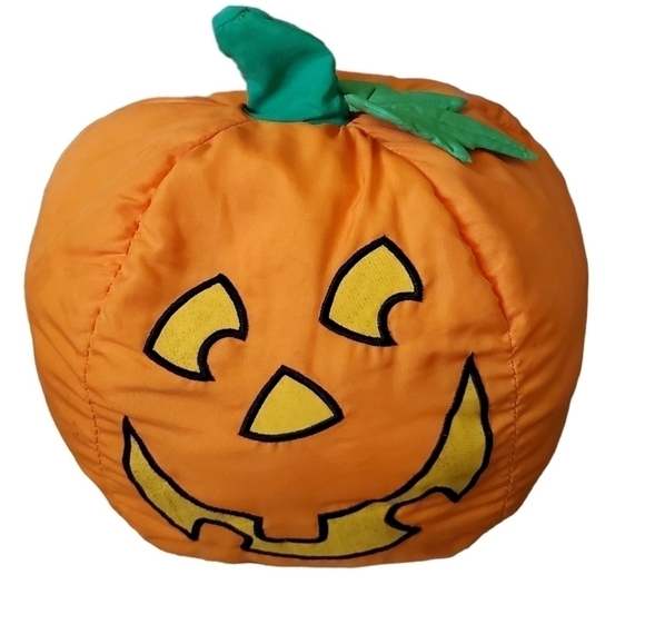 Vtg Hallmark 10" stuffed plush pumpkin Jack-o-lantern Halloween fall - Picture 1 of 10